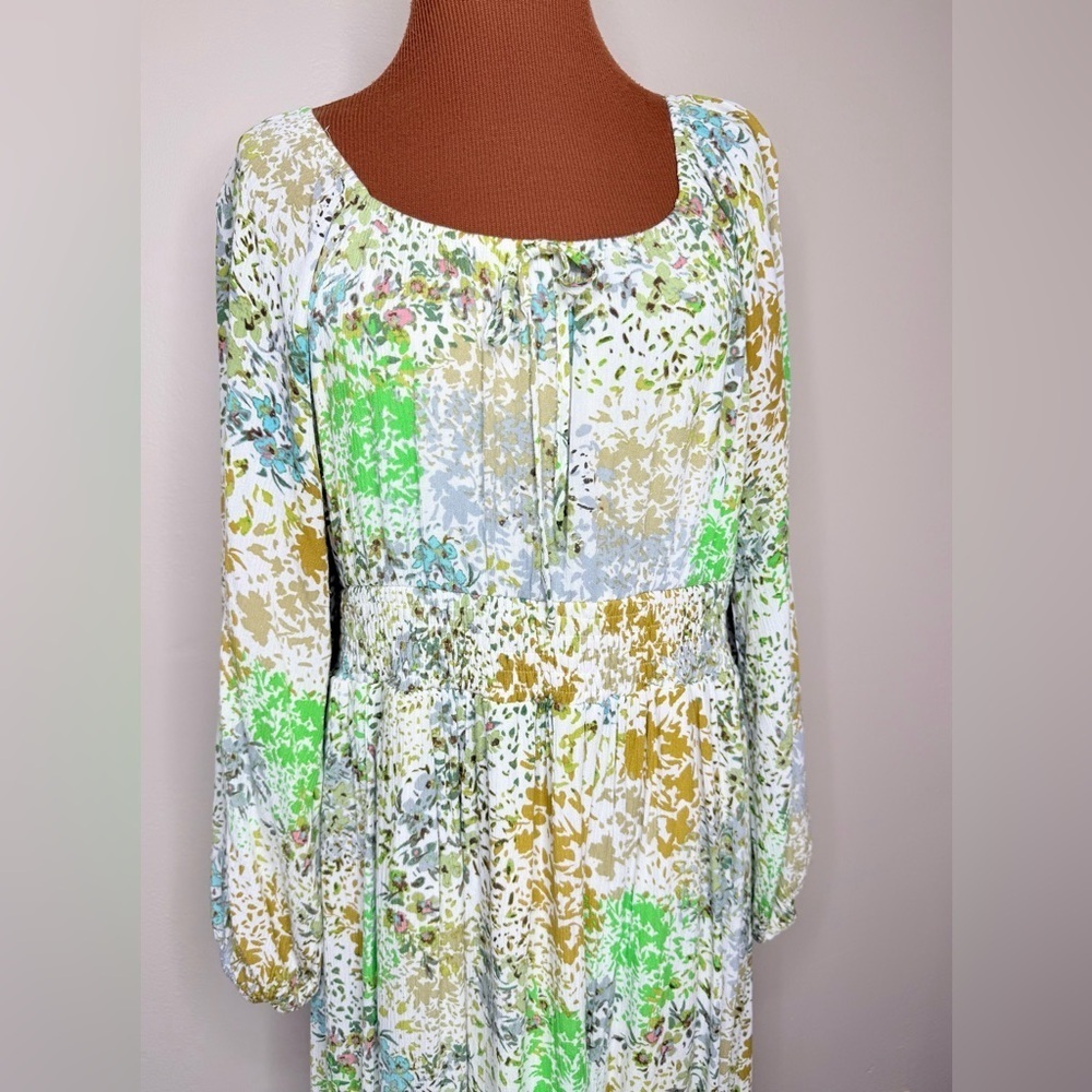 Piper & Scoot Floral Peasant Top Maxi Dress XL Long Sleeve Size XL - Picture 2 of 9